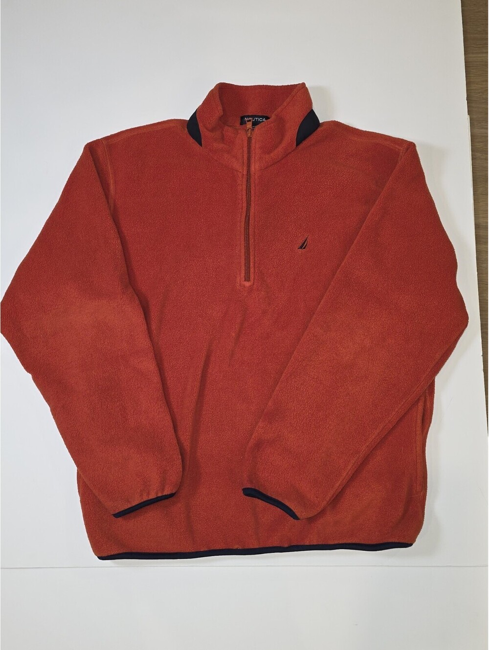 Nautica Mens Quarter Zip Fleece Pullover Red/Orange Size Large